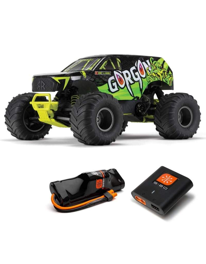 GORGON 4X2 MEGA 550 Brushed 1/10 Monster Truck RTR (Yellow) Original Garansi Sasis Strong Spine Composite